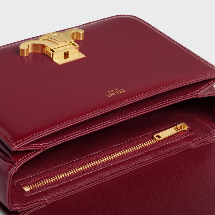 CELINE karmijn triomphe-tienertas van glanzend kalfsleer 4TLH8100