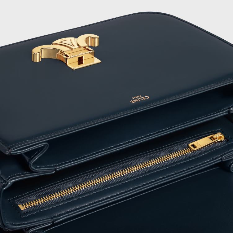 CELINE marineblauw klassieke triomphe tas van glanzend kalfsleer 4TLH889