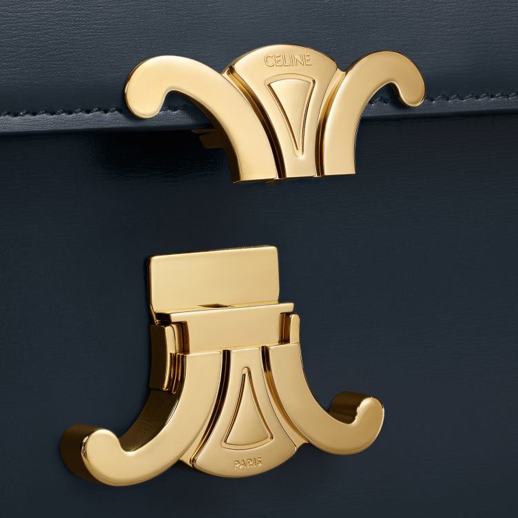 CELINE marineblauw klassieke triomphe tas van glanzend kalfsleer 4TLH889