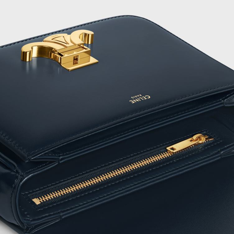 CELINE marineblauw triomphe-tienertas van glanzend kalfsleer 4TLH846