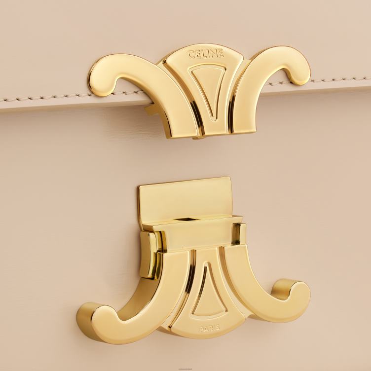 CELINE naakt Schoudertas met ketting Claude van glanzend kalfsleer 4TLH8180