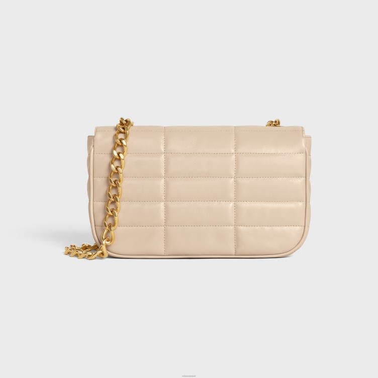 CELINE naakt schoudertas met ketting matelasse monochroom in gewatteerd geitenleer 4TLH8281