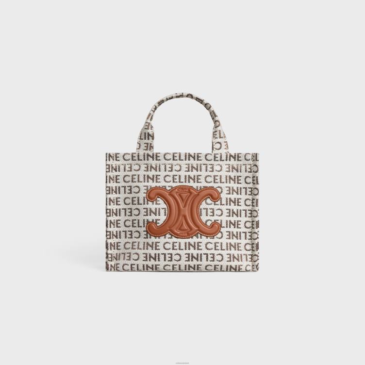 CELINE natuurlijk/bruin kleine cabas thais van textiel met all-over 4TLH8249