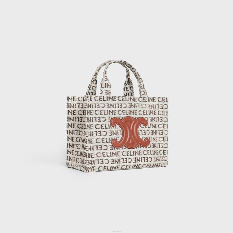 CELINE natuurlijk/bruin kleine cabas thais van textiel met all-over 4TLH8249