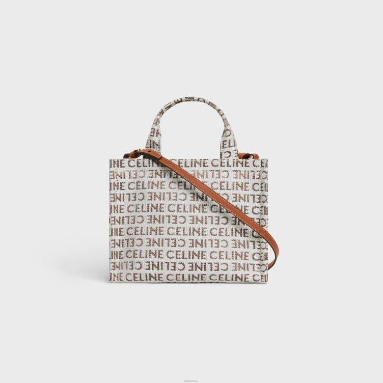 CELINE natuurlijk/bruin kleine cabas thais van textiel met all-over 4TLH8249