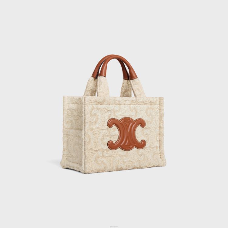 CELINE natuurlijk/bruin kleine cabas thais van textiel met triomphe all-over 4TLH8247