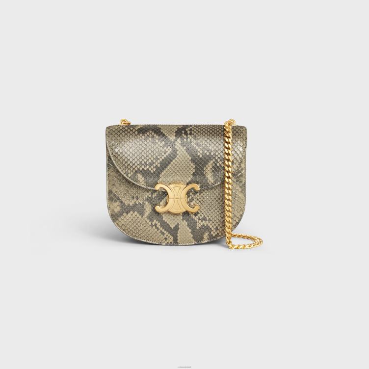 CELINE natuurlijk ketting besace clea in parelwitte python 4TLH837