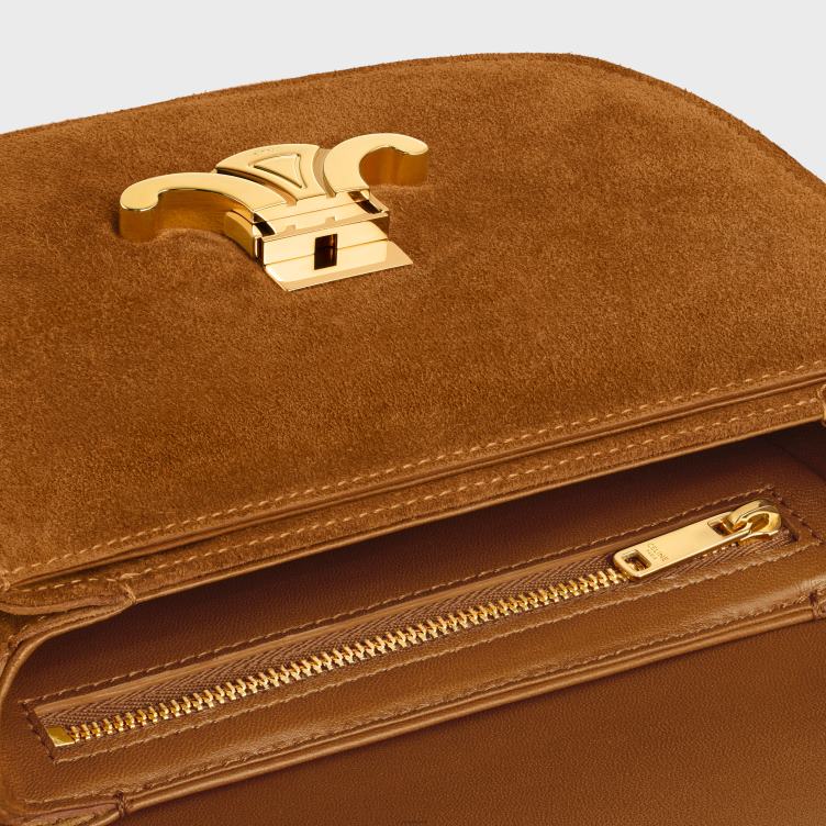 CELINE pecannoot ketting besace clea van suède kalfsleer met studs 4TLH8169