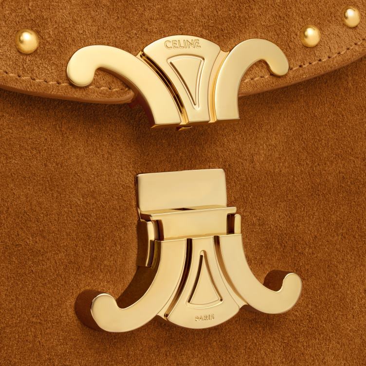 CELINE pecannoot ketting besace clea van suède kalfsleer met studs 4TLH8169