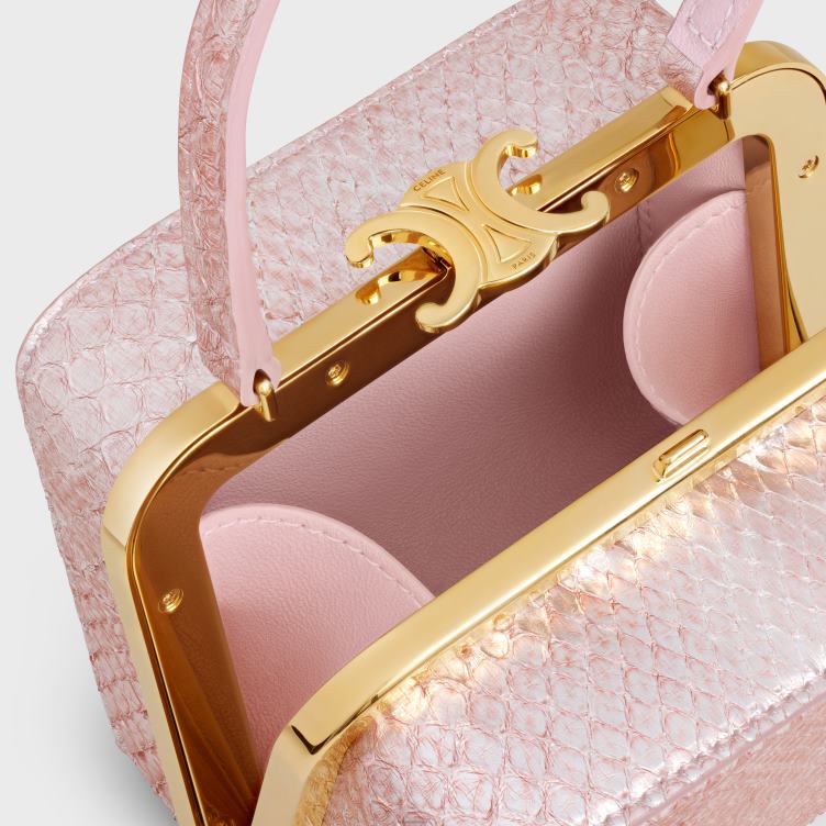 CELINE roze glazuur lana minaudiere in parelpython 4TLH839