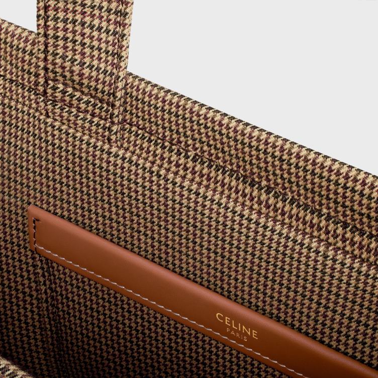 CELINE veelkleurig kleine cabas thais in pied de poule-textiel 4TLH8246