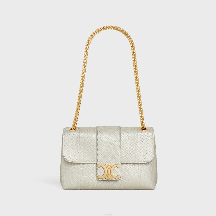 CELINE wit Middelgrote Victoire-tas van parelwitte python 4TLH888