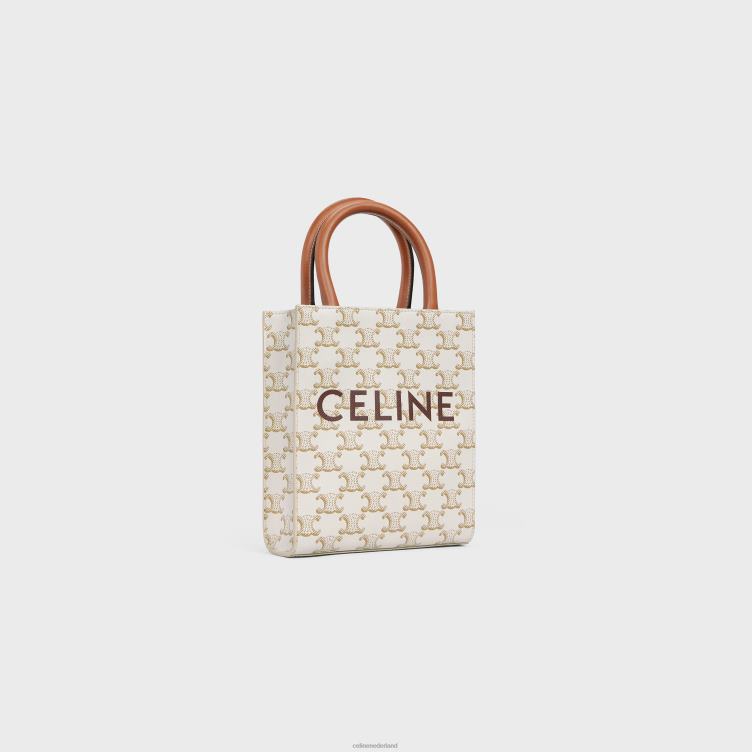 CELINE wit mini verticale caba's van triomphe canvas en kalfsleer met print 4TLH8239