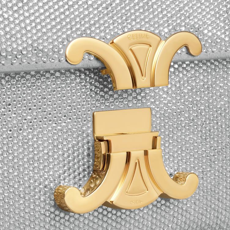 CELINE zilver Chain schoudertas claude van suède kalfsleer met strass 4TLH8186