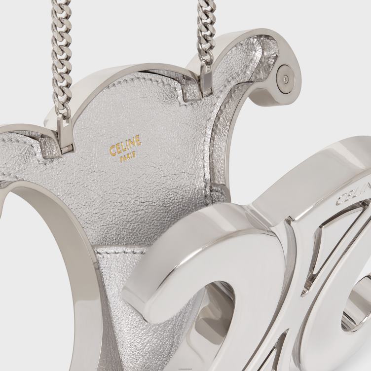 CELINE zilver triomphe metalen minaudiere in aluminium 4TLH8287