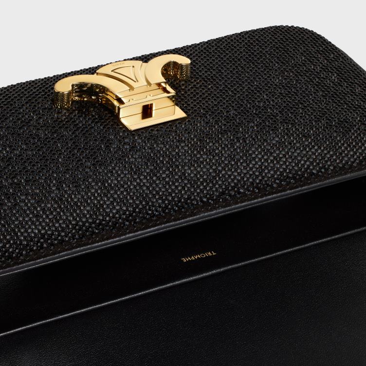 CELINE zwart Chain schoudertas claude van suède kalfsleer met strass 4TLH8184