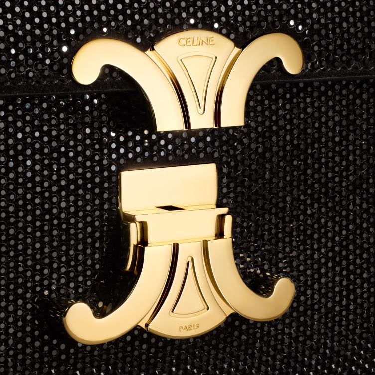 CELINE zwart Chain schoudertas claude van suède kalfsleer met strass 4TLH8184