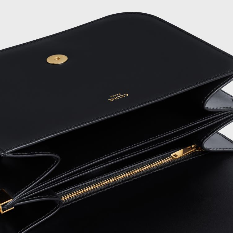 CELINE zwart Middelgrote collegetas van glanzend kalfsleer 4TLH8277