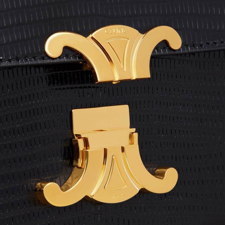 CELINE zwart Schoudertas met ketting Claude in hagedis 4TLH8189