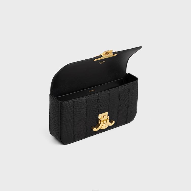 CELINE zwart Schoudertas met ketting Claude in hagedissenpatchwork 4TLH8187