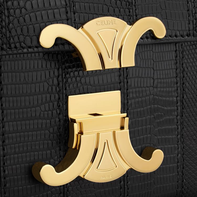 CELINE zwart Schoudertas met ketting Claude in hagedissenpatchwork 4TLH8187