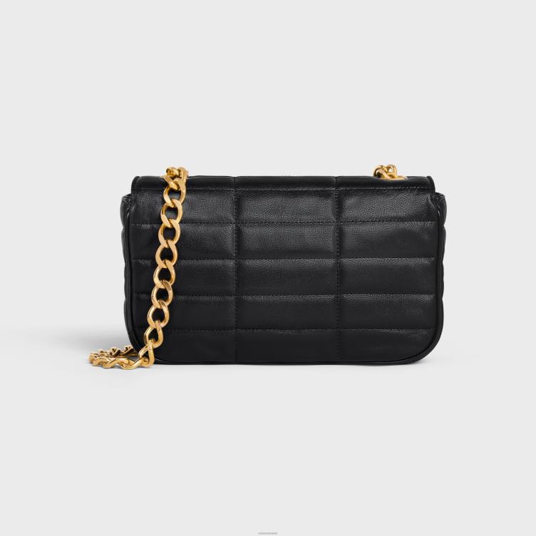 CELINE zwart kettingschoudertas matelasse monochroom van gewatteerd kalfsleer 4TLH8280