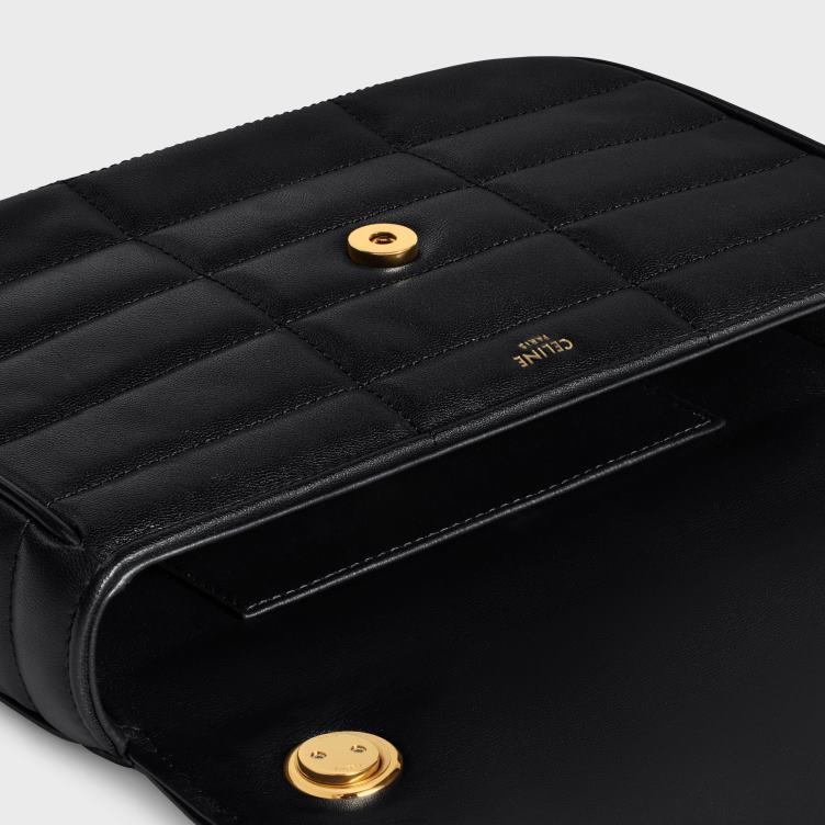 CELINE zwart kettingschoudertas matelasse monochroom van gewatteerd kalfsleer 4TLH8280