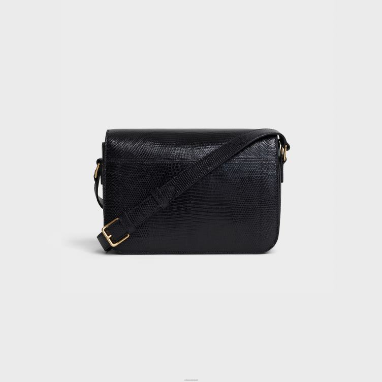 CELINE zwart klassieke triomphe tas in hagedis 4TLH895