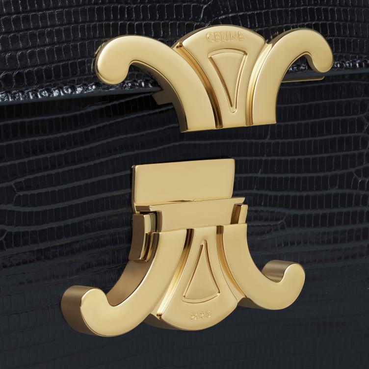 CELINE zwart klassieke triomphe tas in hagedis 4TLH895