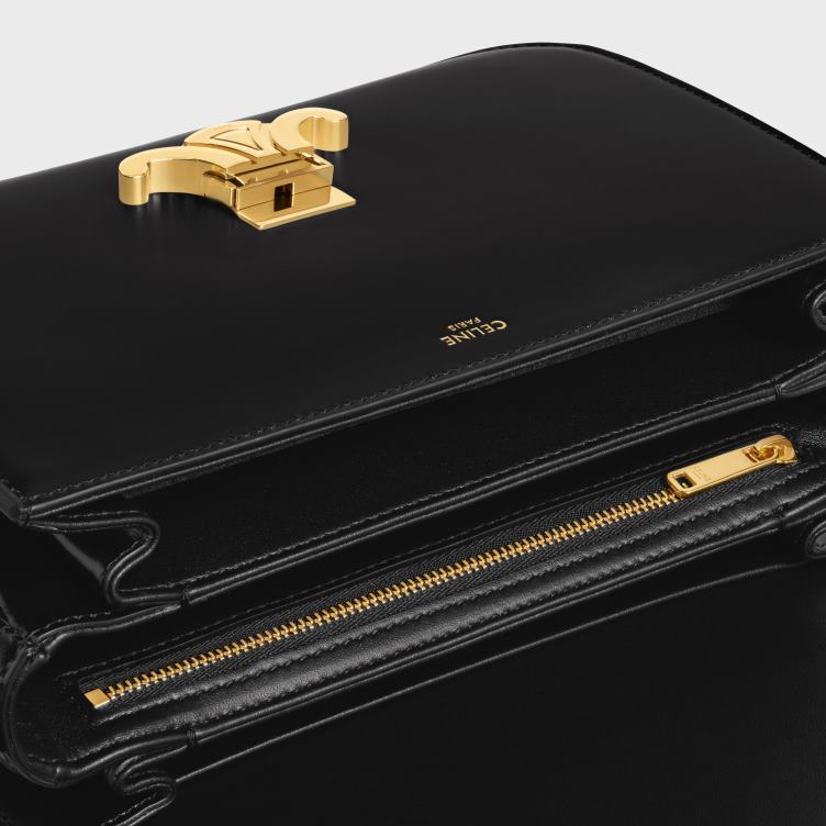 CELINE zwart klassieke triomphe tas van glanzend kalfsleer 4TLH841