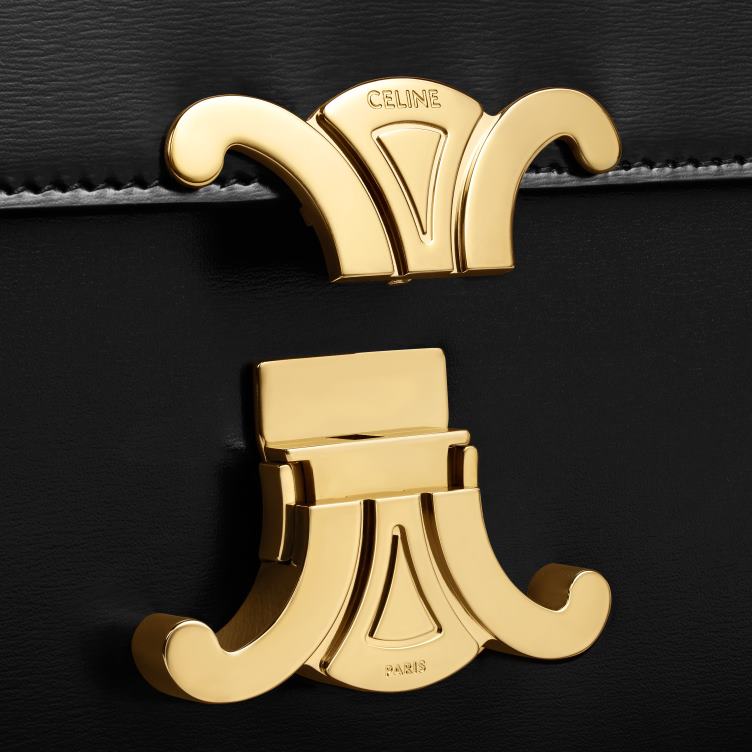 CELINE zwart klassieke triomphe tas van glanzend kalfsleer 4TLH841