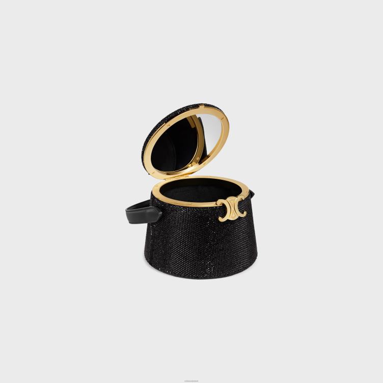 CELINE zwart nina minaudiere van suède kalfsleer met strass 4TLH8288