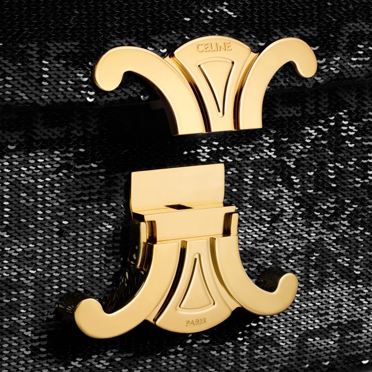 CELINE zwart schoudertas met ketting claude in pailletten met all-over 4TLH8183