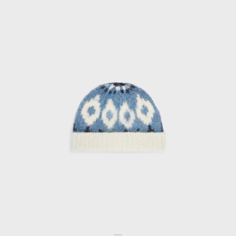 CELINE blauw Muts van triomphe Fair Isle-wol 4TLH81054
