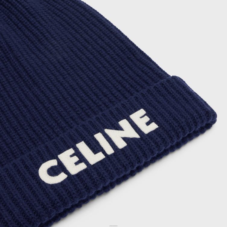 CELINE marine Muts van geribde wol 4TLH82237
