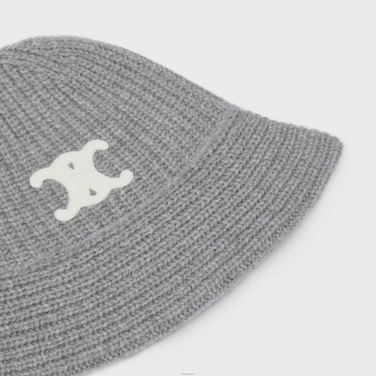 CELINE middelgrijs Triomphe Cloche-muts van kasjmier 4TLH81170