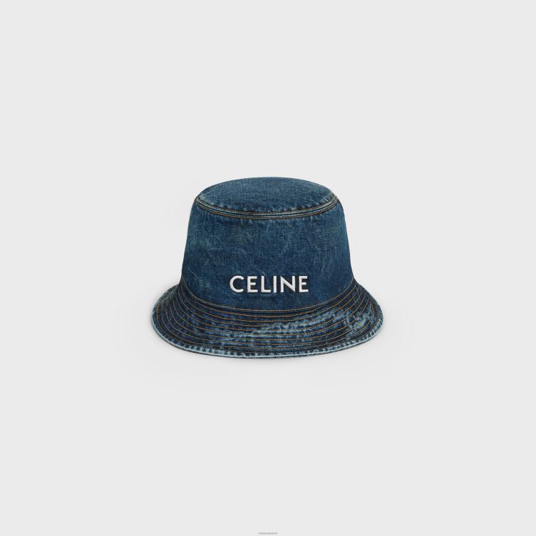 CELINE spoor wassen Vissershoedje van denim met Union Wash 4TLH82250