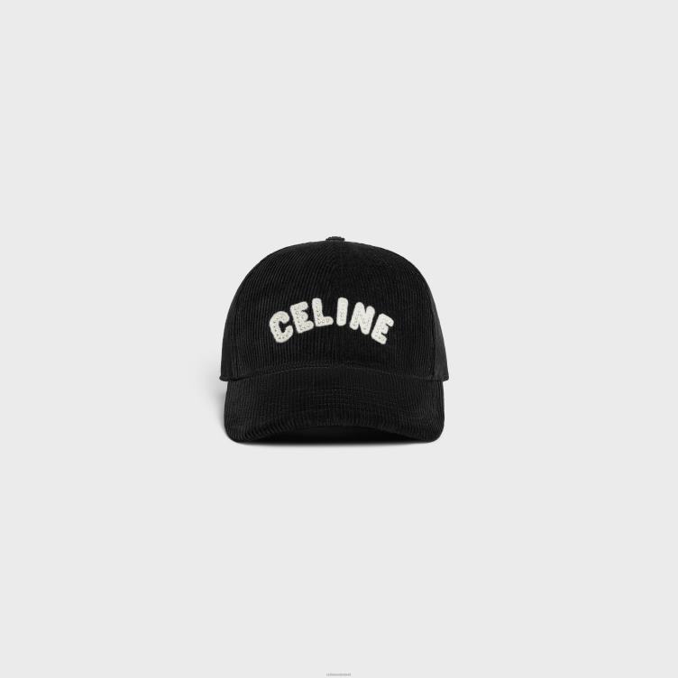 CELINE zwart baseballpet van corduroy 4TLH82241