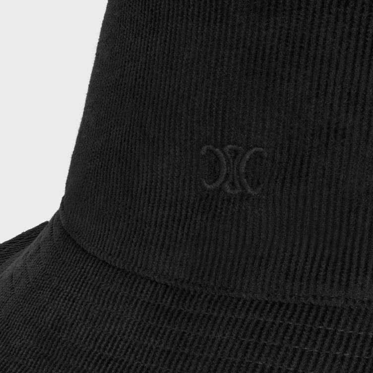 CELINE zwart mini triomphe vissershoedje van ribfluweel 4TLH82182