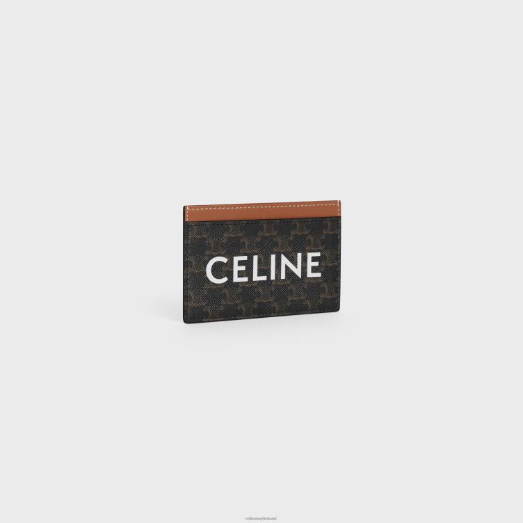 CELINE bruinen kaarthouder van triomphe canvas met print 4TLH8491