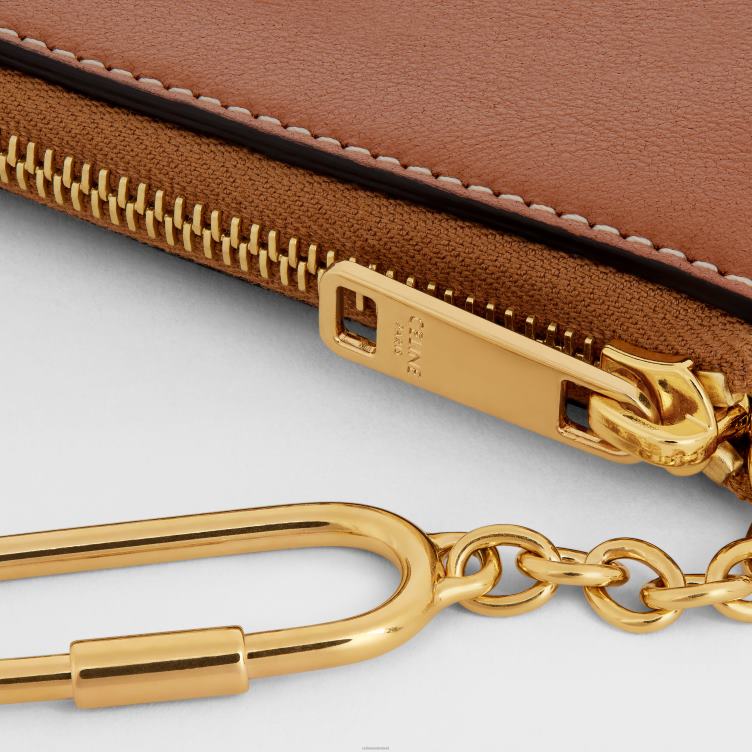 CELINE bruinen munt- en kaartenzakje cuir triomphe van glad kalfsleer 4TLH8496