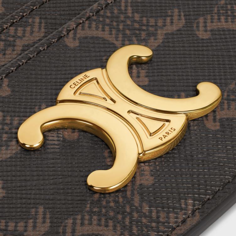 CELINE bruinen triomphe kaarthouder in triomphe canvas 4TLH8490