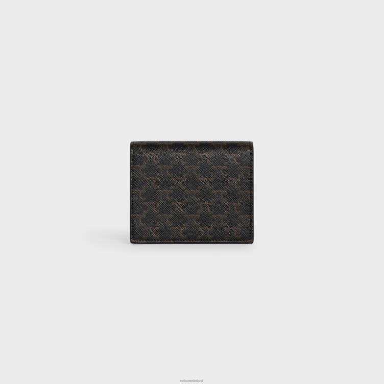 CELINE bruinen visitekaartjeshouder van triomphe canvas en lamsleer 4TLH8501