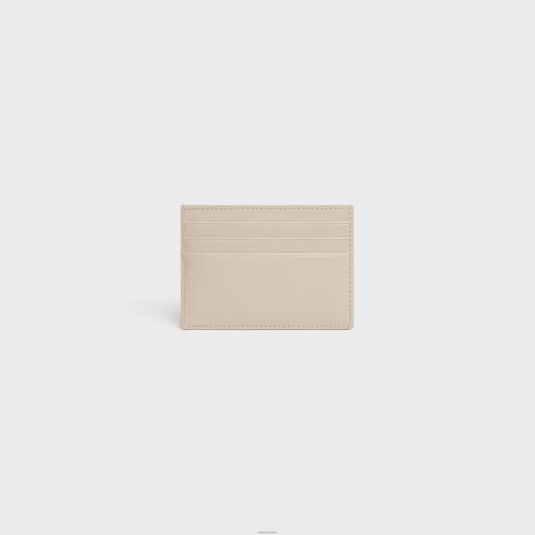 CELINE lichte steen triomphe-kaarthouder van glanzend kalfsleer 4TLH8419