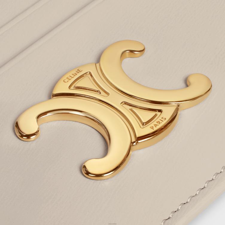 CELINE lichte steen triomphe-kaarthouder van glanzend kalfsleer 4TLH8419