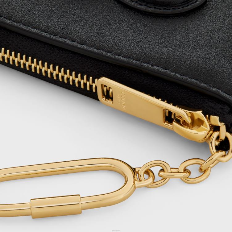 CELINE zwart munt- en kaartenzakje cuir triomphe van glad kalfsleer 4TLH8495