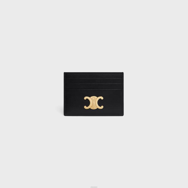 CELINE zwart triomphe-kaarthouder van glanzend kalfsleer 4TLH8486
