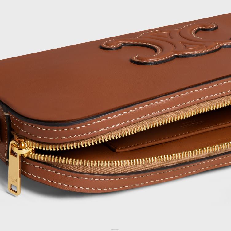 CELINE bruinen Minicamera-schoudertas cuir triomphe van glad kalfsleer 4TLH8378