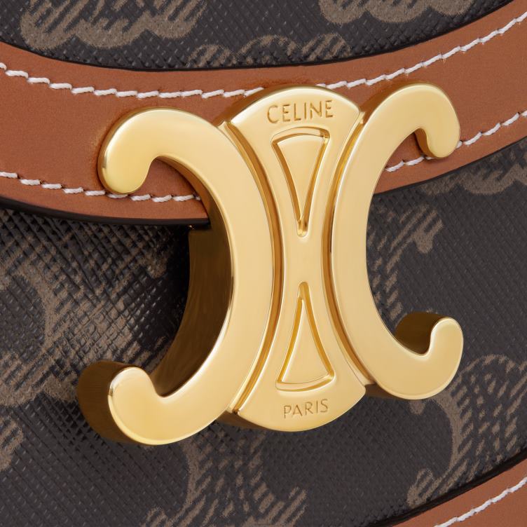 CELINE bruinen mini besace clea van triomphe canvas en kalfsleer 4TLH8324