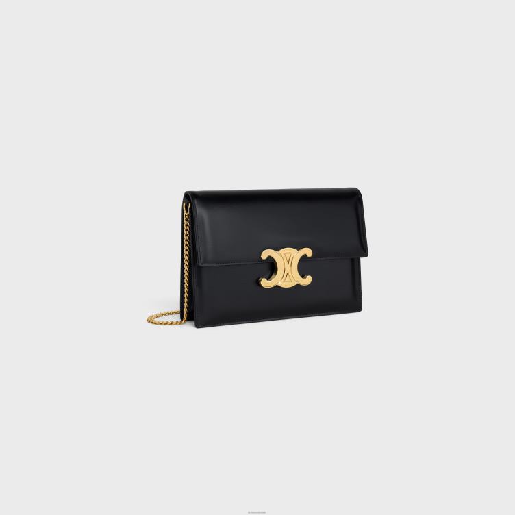 CELINE zwart clutch soir van glanzend kalfsleer 4TLH8392